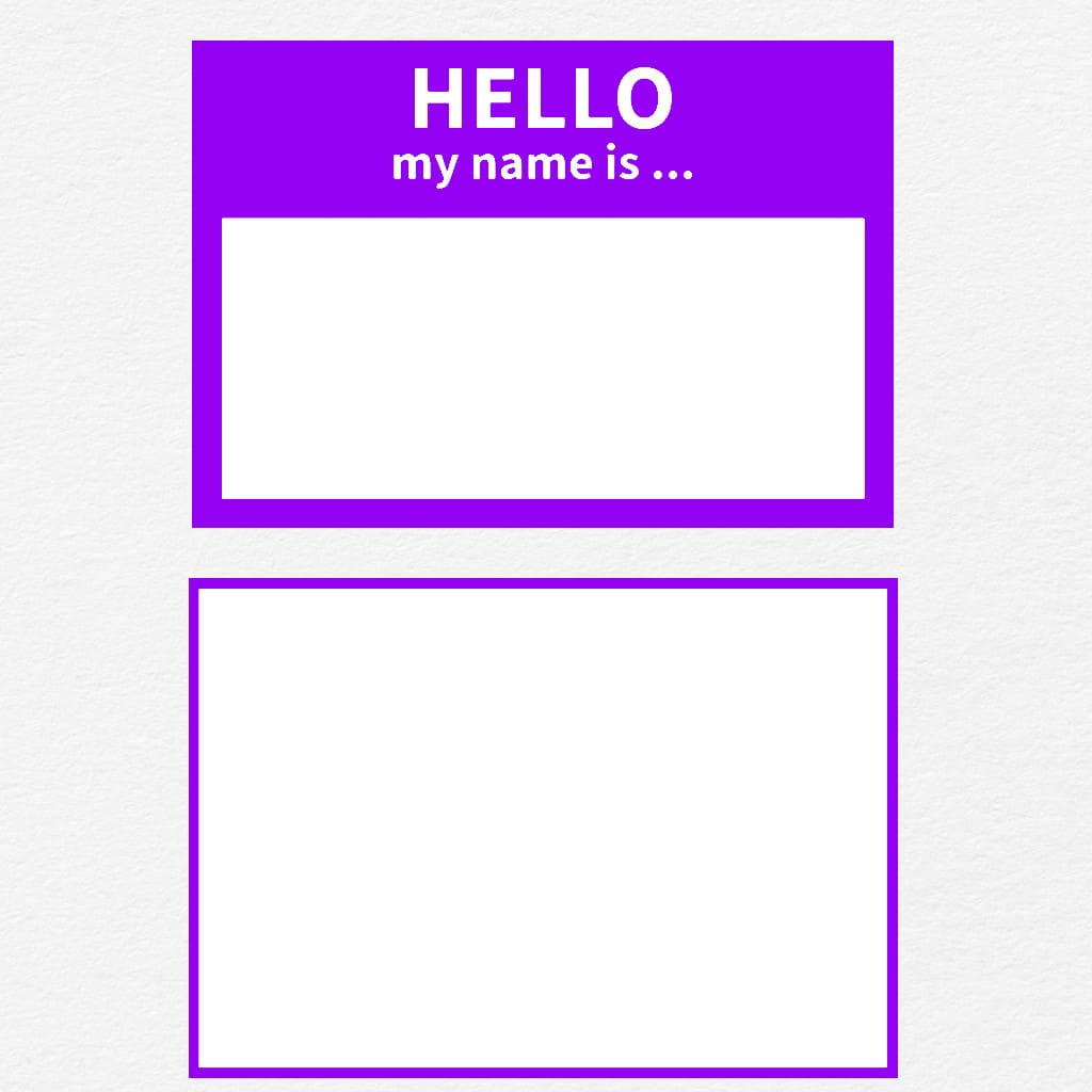 Purple Hello Dog Tag with Name