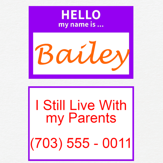 Purple Hello Dog Tag with Name